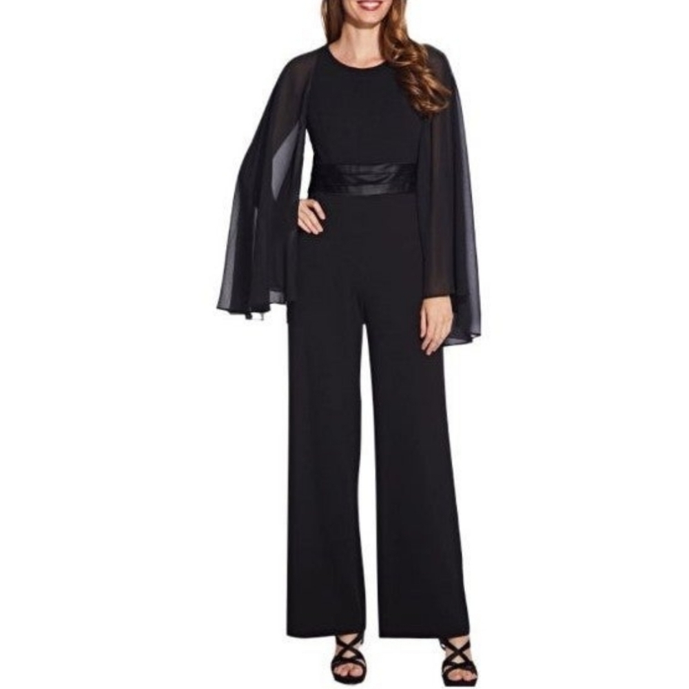 Adrianna Papell Black Capelet Special Occasion Jumpsuit